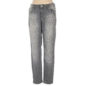 Nine West gray leopard print denim jeans.